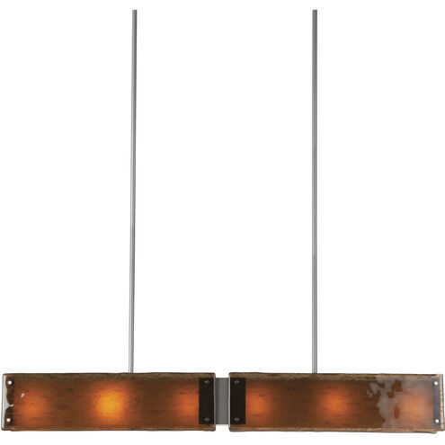 Textured Glass LED 44.4 inch Beige Silver Linear Pendant Ceiling Light in Metallic Beige Silver, Bronze Granite, 2700K LED